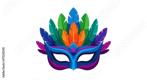 Colorful Carnival Mask with Feathers for Celebration.