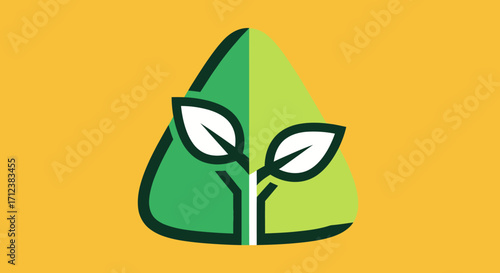 Stylized Green Leaf Logo Design with Organic and Sustainable Theme.