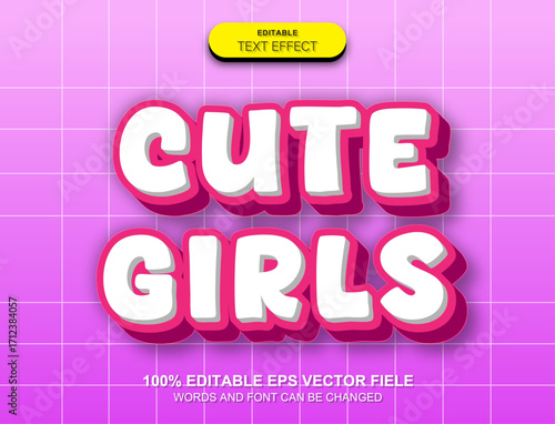 Cute Girl Playful 3D Text Effect for Cute Girl Themes Text Effect