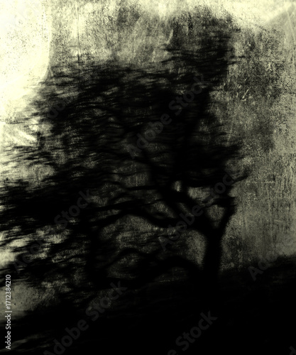 Scary horror tree, grunge gloomy landscape