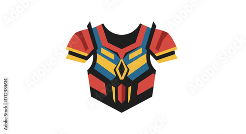 Colorful futuristic armor vest for protection and style.