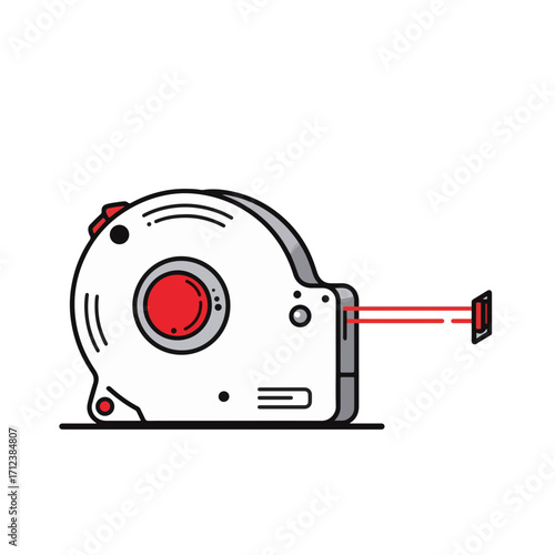 Minimalist tape dispenser in black and white with red accents, creativity