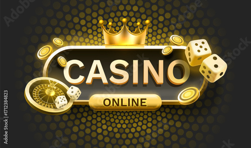 Casino online button, get the winnings, night Vegas. Vector illustration