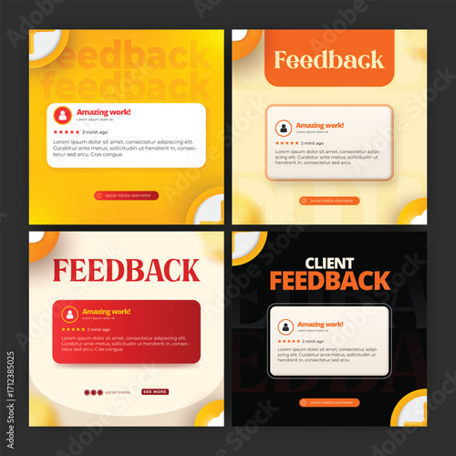 Clients feedback or testimonial social media post design template.