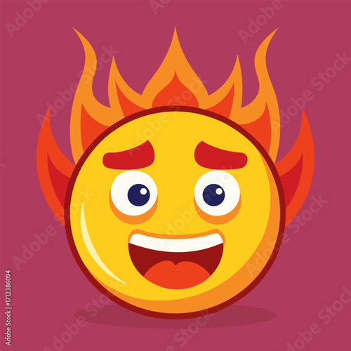 Hot smiley face emoji sweating dripping tongue out overheated summer heat emotion