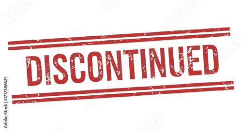 Red "Discontinued" stamp with two parallel lines, indicating product or service termination.