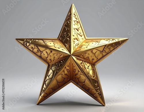 Ornate golden star on plain background