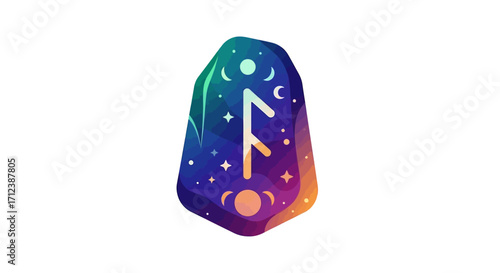 Cosmic Rune Stone Mystical Gemstone.