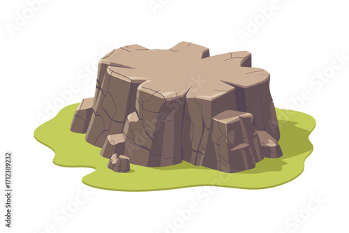 Realistic 3d rendered tree stump with grass base for digital design projects vector