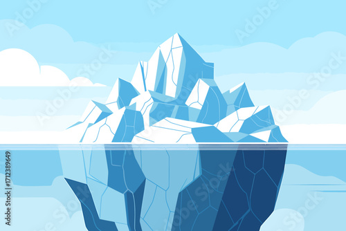 Majestic iceberg floating in arctic waters under a clear sky capturing beauty vector