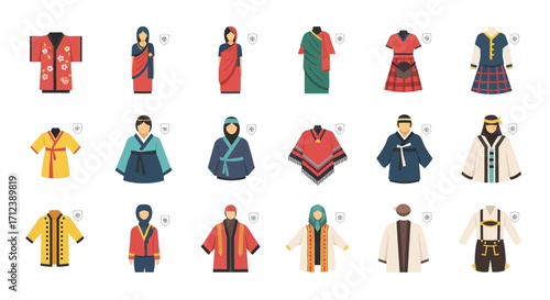 Diverse Collection of Traditional World Costumes and Cultural Attire.