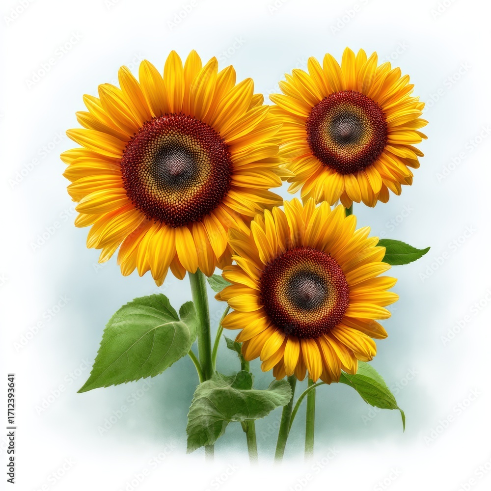 Obraz premium Bright Sunflowers with Vibrant Yellow Petals Against Soft Background