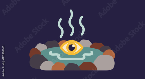 Hot spring with a golden eye in the center.