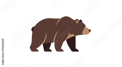 Illustration of a Brown Bear Walking on a White Background.