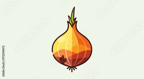 illustration of a single yellow onion.
