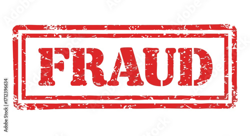 Red ink stamped word "FRAUD" on white background.