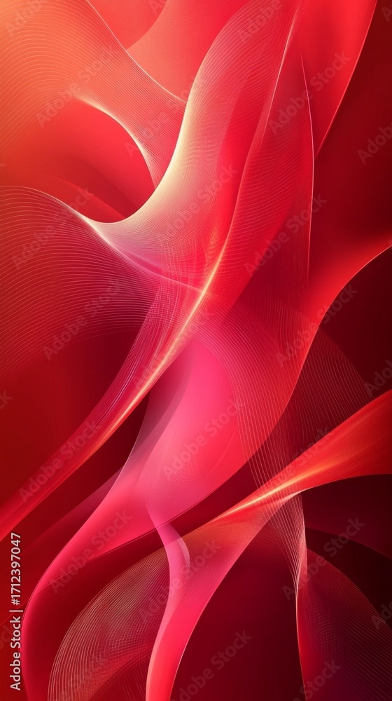 Fototapeta premium Abstract background with red waves and light lines — design for creative projects, music album covers, or advertising banners.