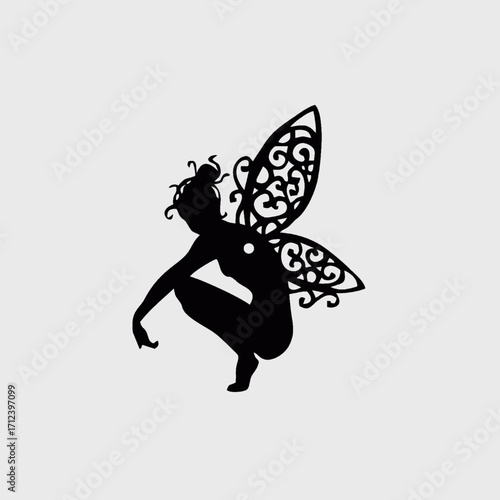 Magical Fairy Silhouette with Decorative Wings