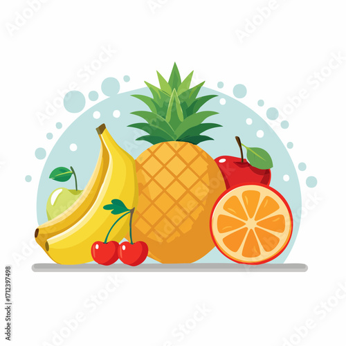 Ein farbenfrohes Vektor-Set mit verschiedenen Obstsorte