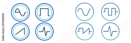Symbols representing different waveforms with distinct styles and characteristics displayed in a grid layout