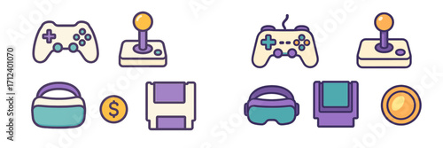 Exploring the world of gaming with controllers, VR headsets, and classic arcade equipment