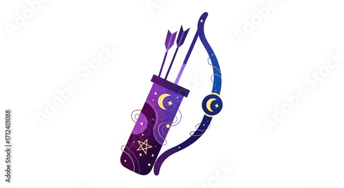 Mystical Bow and Arrow Quiver with Celestial Designs.