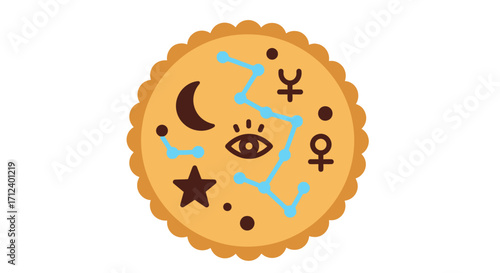 Mystical Celestial Cookie with Astrological Symbols and Eye of Providence.