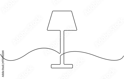 floor lamps Continuous line. One line drawing of a home.