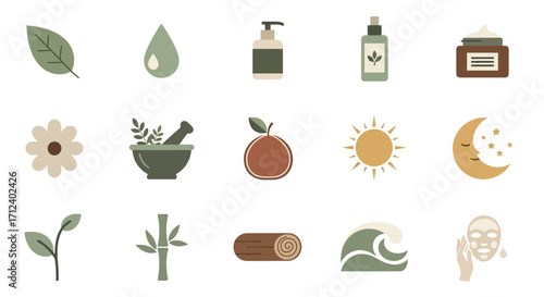 Natural Skincare and Wellness Icons.