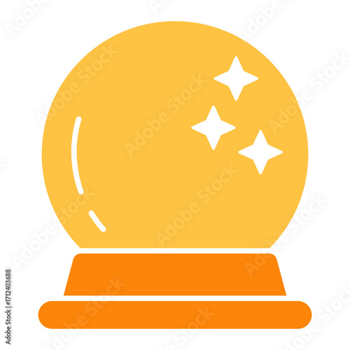 Crystal Ball Flat Color Icon Vector Illustration