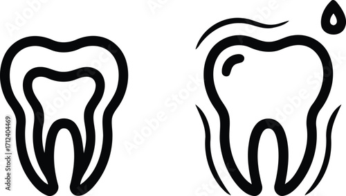 Dental Health Graphic Illustrating Tooth Decay and Sensitivity Simple Black and White Medical Icon for Presentations and Educational Material About Teeth Care