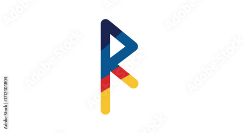 Rune symbol with vibrant colors on white background.