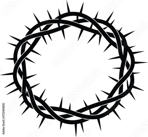 black silhouette clipart illustration depicting a crown of thorns