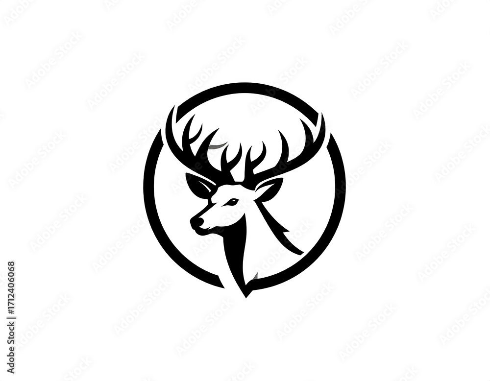 Obraz premium Simple black and white deer logo