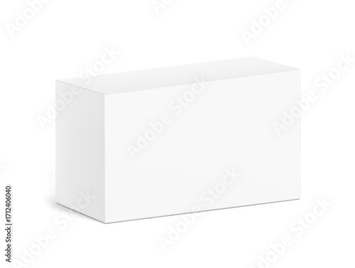 Realistic closed cardboard box mockup. Vector illustration isolated on white background. Taking your 2D designs into 3D. Can be use for medicine, food, cosmetic and other. EPS10.