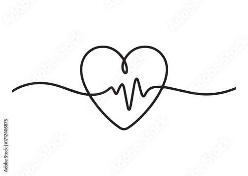 Heart beat line art Vector