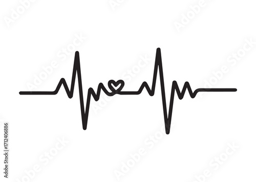 Heart beat line art Vector