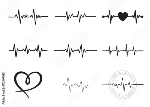 Heart beat line art Vector