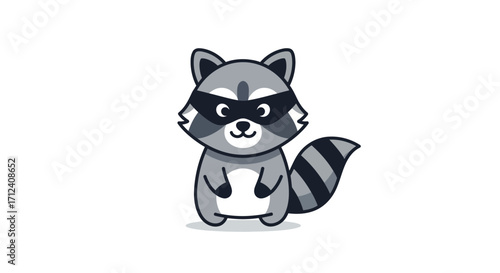 Charming cartoon raccoon illustration with a playful masked concept, depicting an adorable woodland creature, perfect for children's designs, branding, or whimsical animal-themed projects