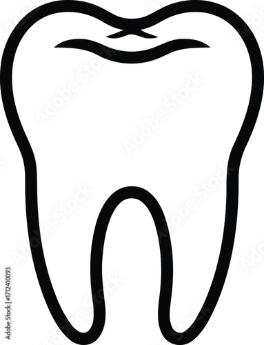 Simple Line Art Depiction of a Human Tooth with Detailed Cusp Anatomy in Black and White Health Care Symbol