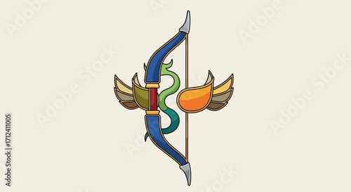 Stylized Sagittarius Zodiac Sign Bow and Arrow Illustration.