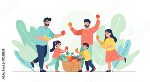 A Cheerful Family Gathering, Celebrating Fresh Harvests and Nourishment Together