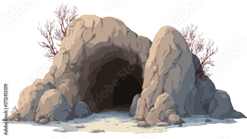 Cave Vector Illustration Isolated on White Background for Graphic Design Projects