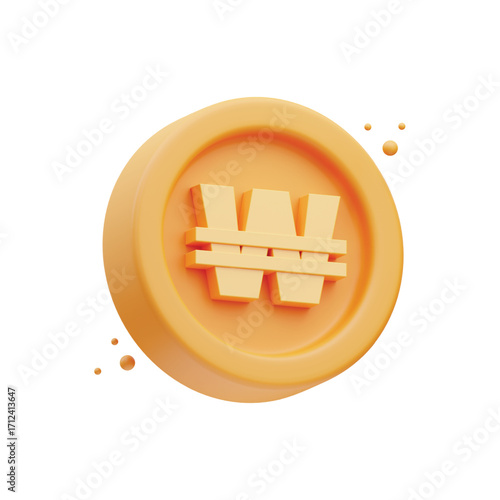 3d rendered korean won currency symbol coin showing financial concept vector