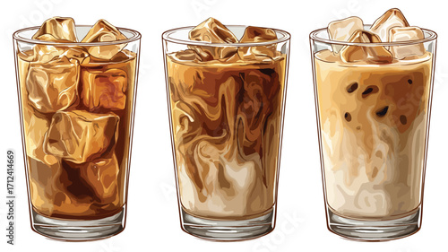 Refreshing Coffee Infusing into Ice-filled Cup