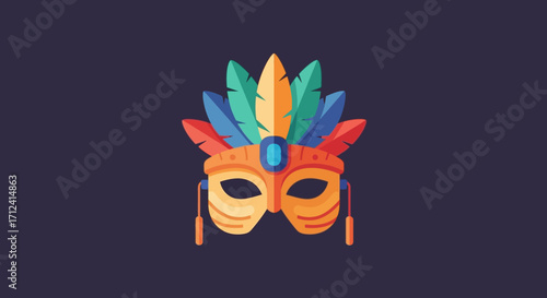 Vibrant Carnival Mask with Feathers.