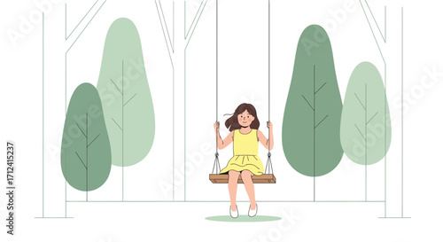 A Young Girl Enjoying A Moment On A Park Swing Set On A Sunny Day