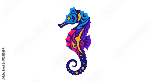Vibrant Seahorse Illustration - A Colorful Aquatic Creature Design.
