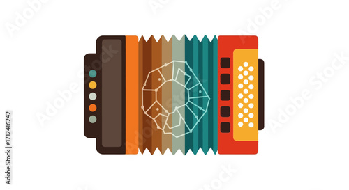 Vintage Accordion Musical Instrument Illustration.