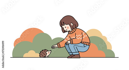 A Kind Person Interacts With a Cute Hedgehog In A Peaceful And Idyllic Scene